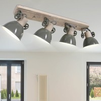 Vintage Decken Leuchte Spot Strahler Leiste Verstellbar Holz Lampe Wohn Zimmer