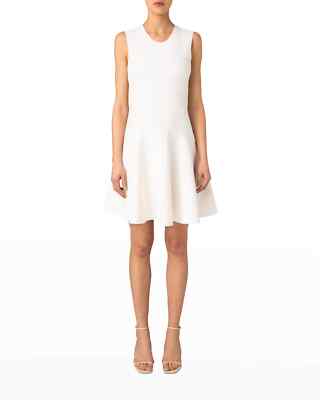 NWT $995  AKRIS PUNTO   Polka Dot Jacquard Dress In Cream 14