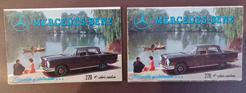 Two Vintage 1960 Mercedes-Benz Fold Out Post Card Mailer Brochures