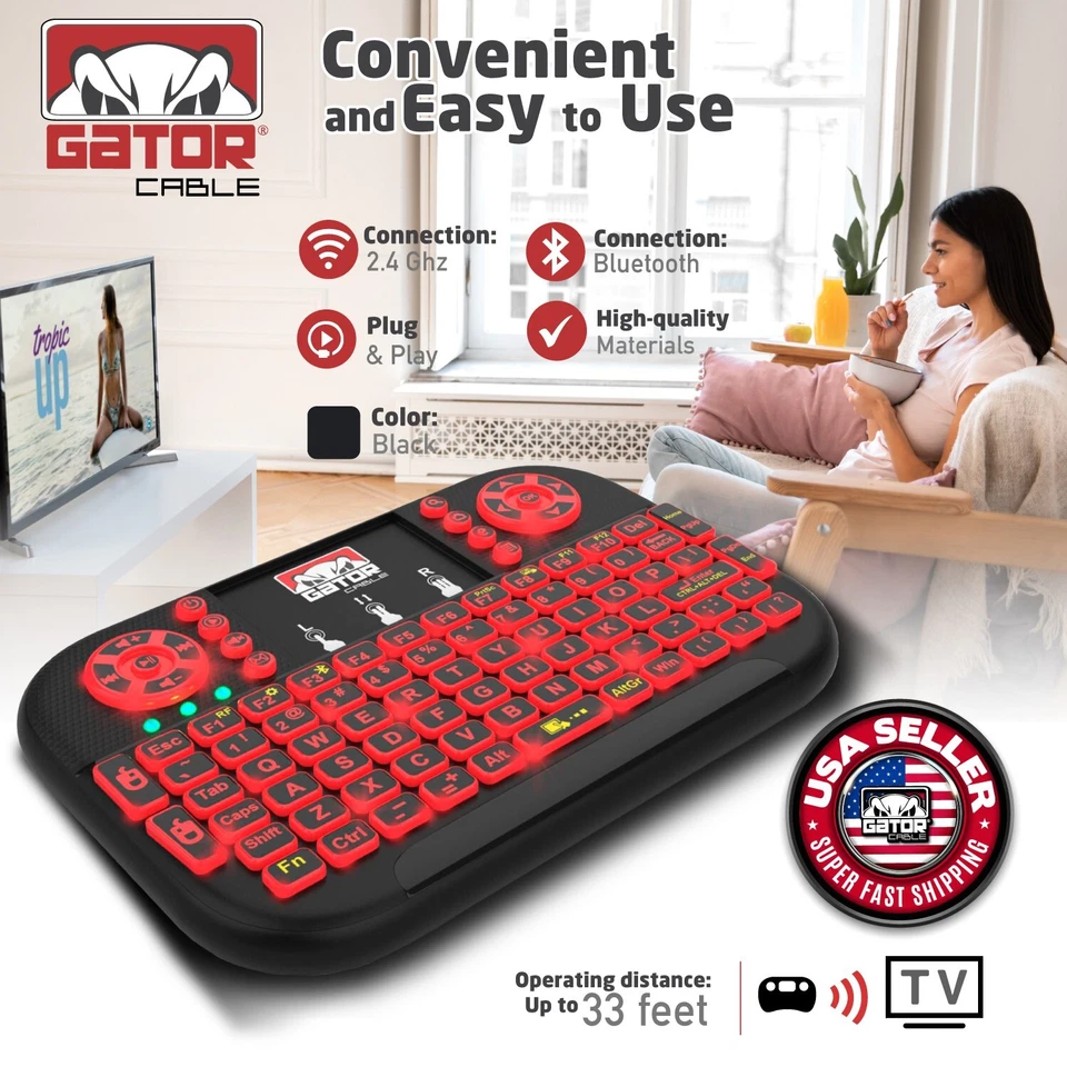 Mini Teclado Inalámbrico Bluetooth Control Remoto Panel Táctil Smart-TV Android TV PC Retroiluminado Foto 2 de 4