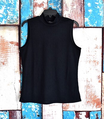 Women's Fred David Top Blouse Shirt Sleeveless LARGE Black NEW