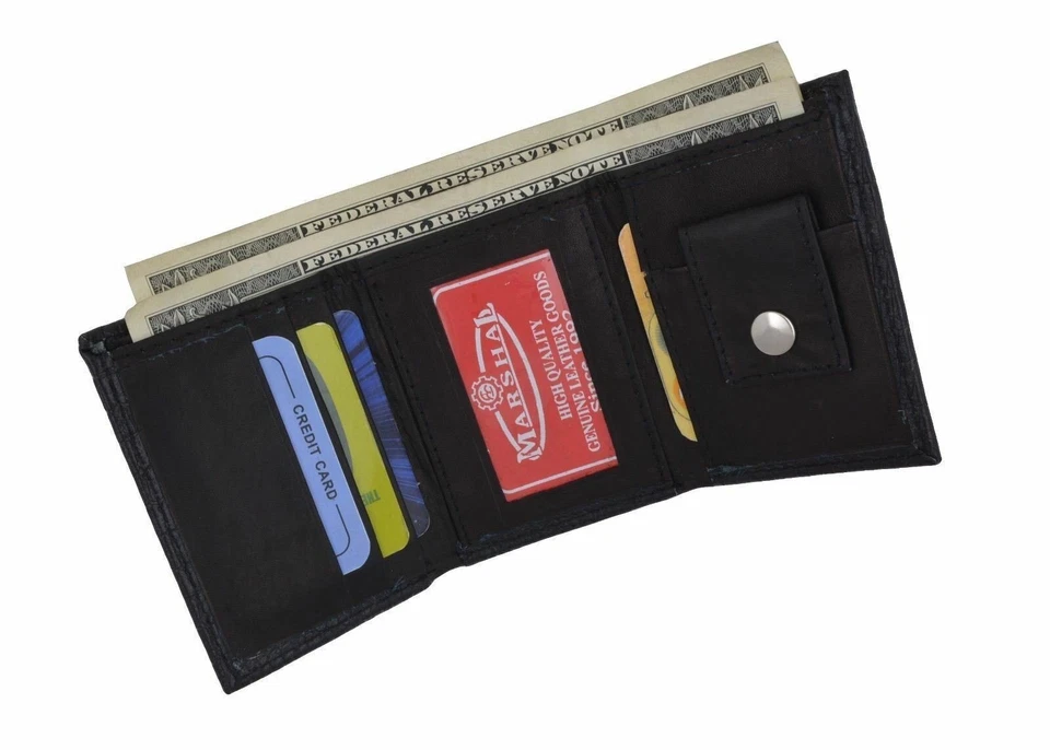 Niños Pequeño Cuero Genuino Triple Foto Dinero Serpiente Patter Cartera Regalo NUEVO Foto 3 de 4