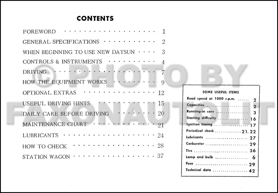 Manuale Dell'Utente Originale Datsun 410 Bluebird 1964-1965 - Immagine 2 di 2