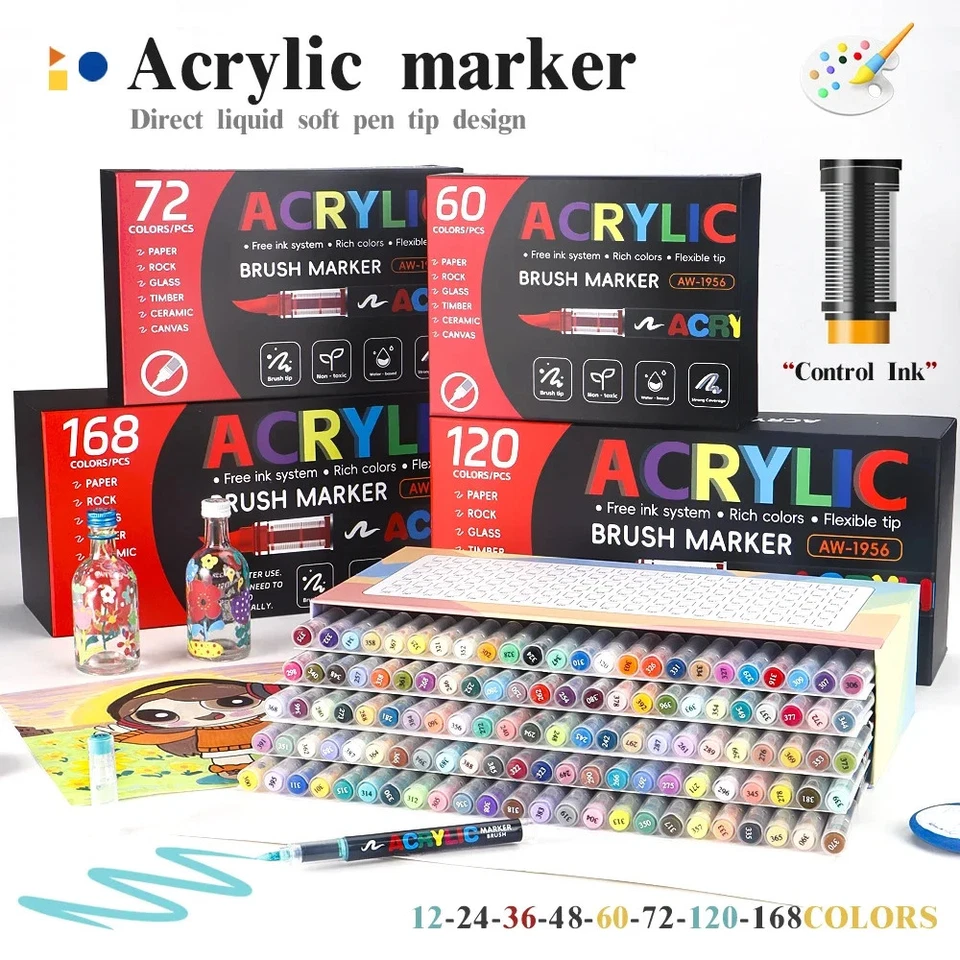 Acryl Marker Stifte Set 168 Farben Feine Spitze Für DIY Handwerk - Bild 3 von 4