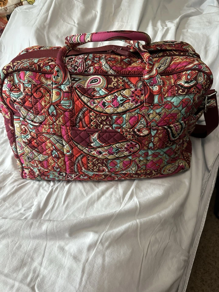 VERA BRADLEY Iconic Weekender Travel Bag & 4 PC COSMETIC SET REGAL PAISLEY RARE - Image 4 of 4