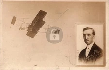 1910s Early Aviation Eugene Ely In Biplane RPPC Photo Postcard COPY