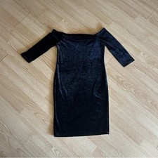 Ambiance Black Velvet Off the Shoulder Bodycon Dress Medium