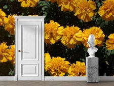 3D Yellow Floral Background Self-adhesive Removeable Wallpaper Wall Mural