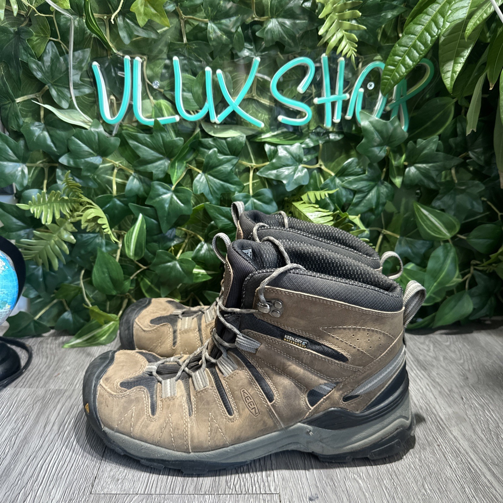 Stivali Keen Uomo Tg 11 Pelle Marrone Gesso Mid Dry Impermeabili 1002246