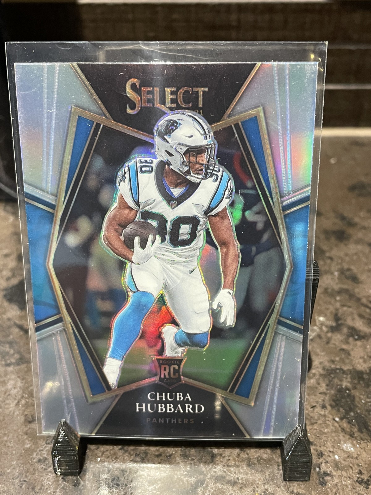 2021 Panini Select - Premier Level Chuba Hubbard #176 Silver Prizm (RC)