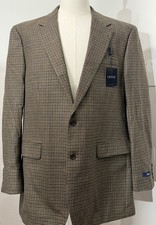 IZOD Men 44 L Houndstooth Plaid 100 Lambswool Jacket Blazer Sport Coat 2-Button