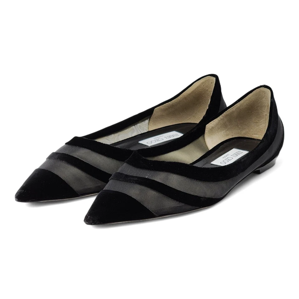 Jimmy Choo Love Tul Zapatos Planos Bailarina en Negro Eu 42 US 12 - Nuevo - Imagen 2 de 4