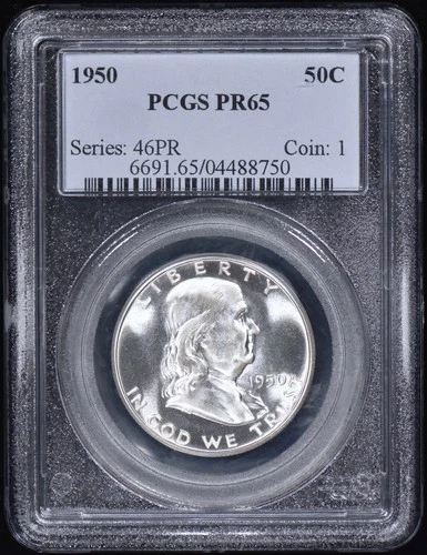 1950 Proof Franklin Half Dollar 50c PCGS PR65 - White & Spotless!