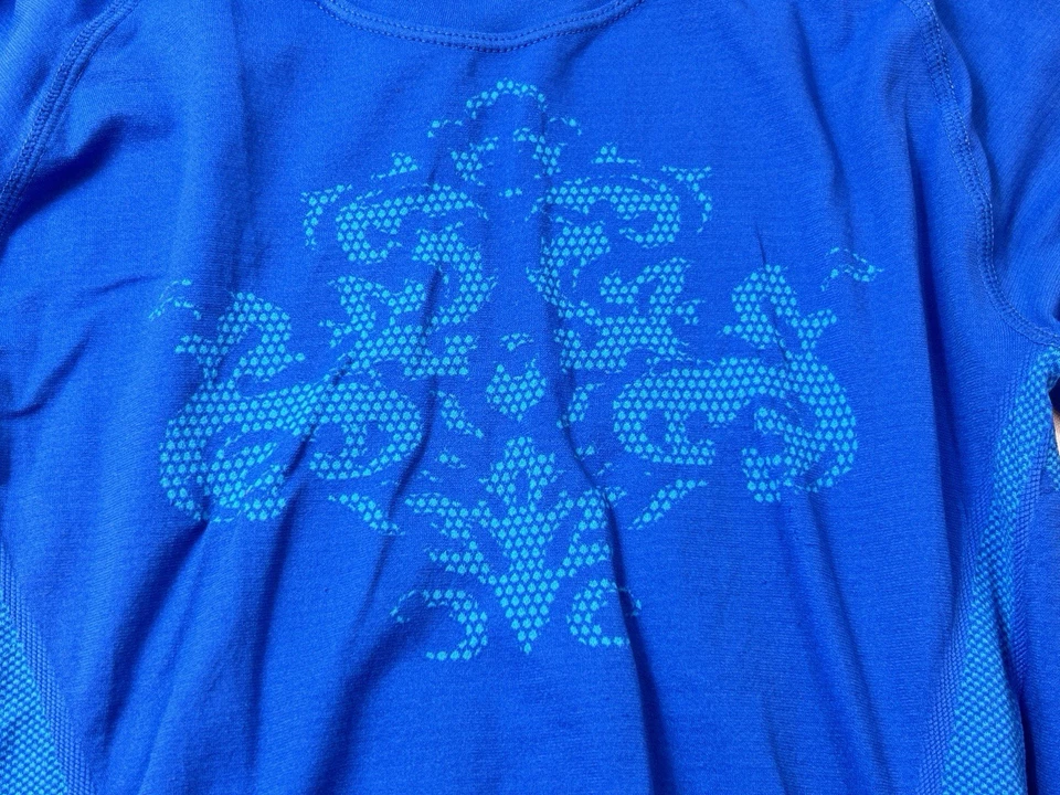 Top deportivo Climawear sin costuras manga larga para mujer S/M azul elástico capa base Foto 4 de 4