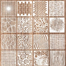 16Pcs Reusable Stencils for Crafts, Texture Stencils for Painting Layering