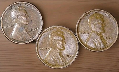 1924 P Lincoln Wheat Penny Lot Of Three Nice Coins