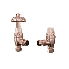 Angled Thermostatic Radiator Valve & Lockshield 15mm x ½" Heating Control Set