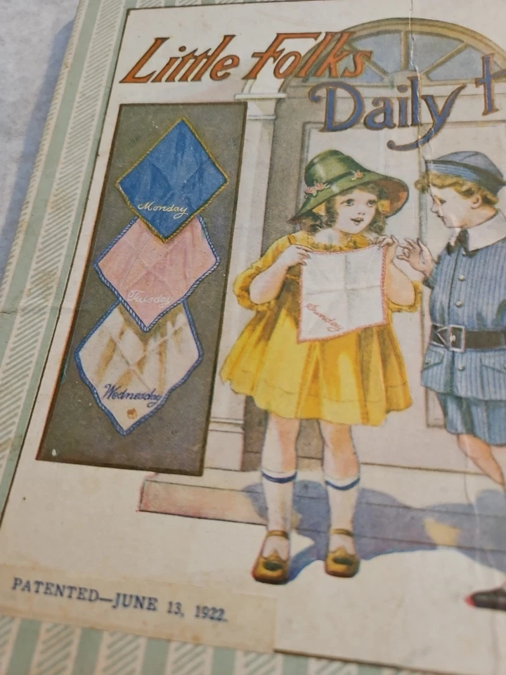 Juego de 7 pañuelos diarios para niños Little Folks 1922 en caja bordados  Foto 4 de 4