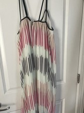 Alice + Olivia Zuri Pleated Chiffon Midi Verigated Multi Stripe Dress Size XS