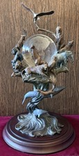 Franklin Mint Guardians Of The World Bronze Statue With A 4” Crystal Ball Center