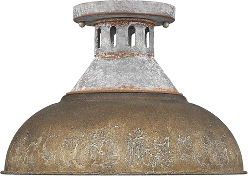 Kinsley Semi-Flush Mount Ceiling Light in Aged Galvanized Steel with Rust Shade - Picture 2 of 6