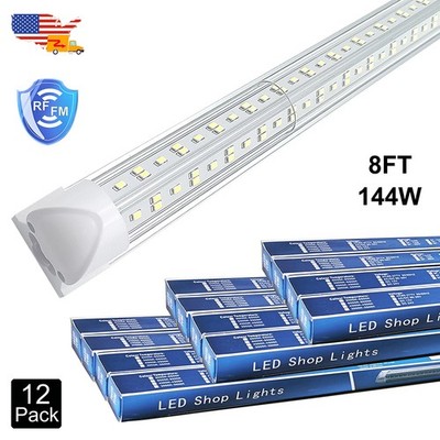 12 Pack T8 8FT Led Tube Light Bulbs No RF, 144W 8Foot Linkable Led Shop Lights