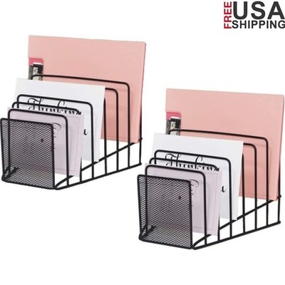 7 Compartment Desk File Organizer Durable Incline Sorter Document Storage System