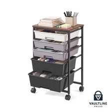 Rolling Storage Cart with 5 Drawers Black 15.6x11.2x24.8in