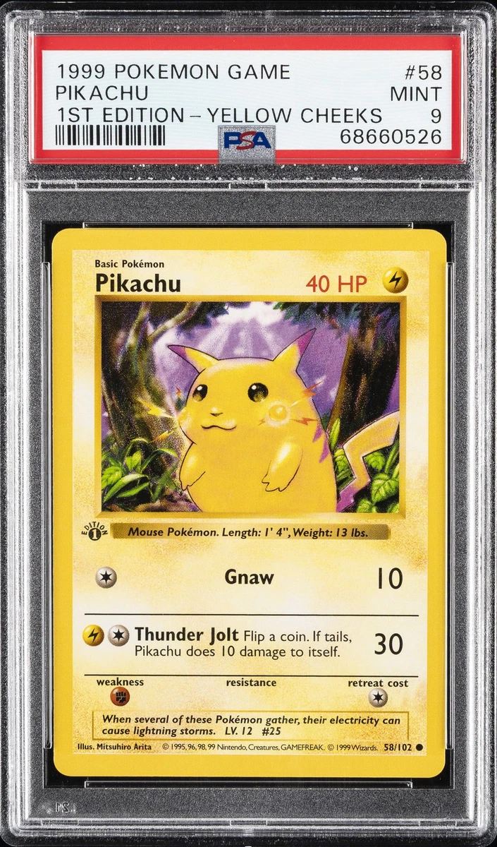 Pokémon TCG Base Set Pikachu Grade 9 Individual Collectible Card