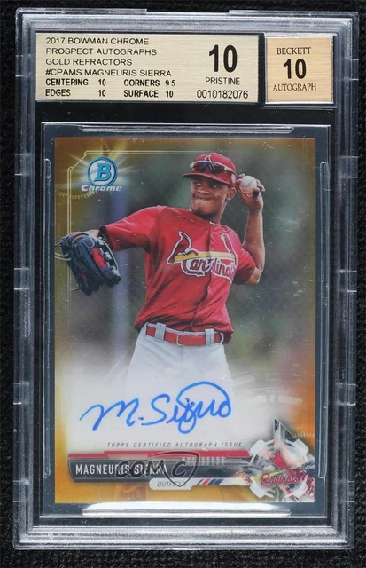 2017 Bowman Chrome Prospect Gold Refractor 8/50 Magneuris Sierra BGS 10 Auto r9d