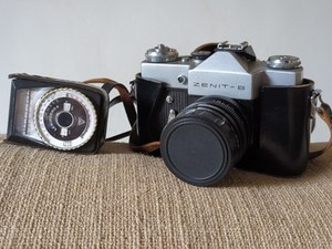 Zenit-B Vintage 35mm Film Camera, Access SQ 35mm F2.8 Lens, Light Meter, Cases