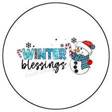 WINTER BLESSINGS SNOWMAN ENVELOPE SEALS LABELS STICKERS PARTY FAVORS