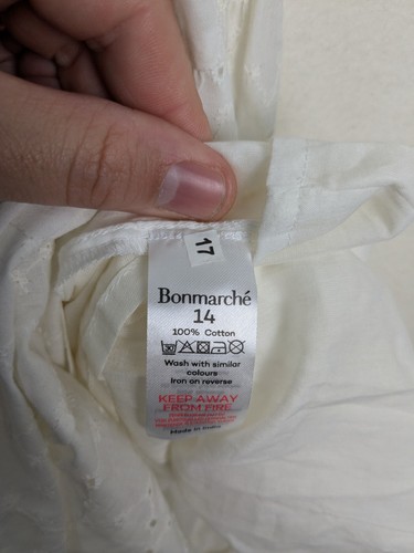 Bonmarche Ladies broderie casual tiered dress size 14 white v-neck New - Picture 6 of 10