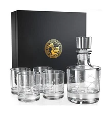 Kentucky Bourbon Trail Decanter Whiskey Glass Gift Set - 5 Piece Set - Premiu...