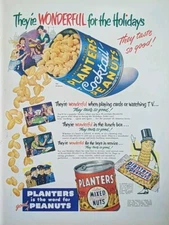 1951 vintage Planters Peanuts print ad. Peanut Butter, Nuts, Candy, Trail Mix