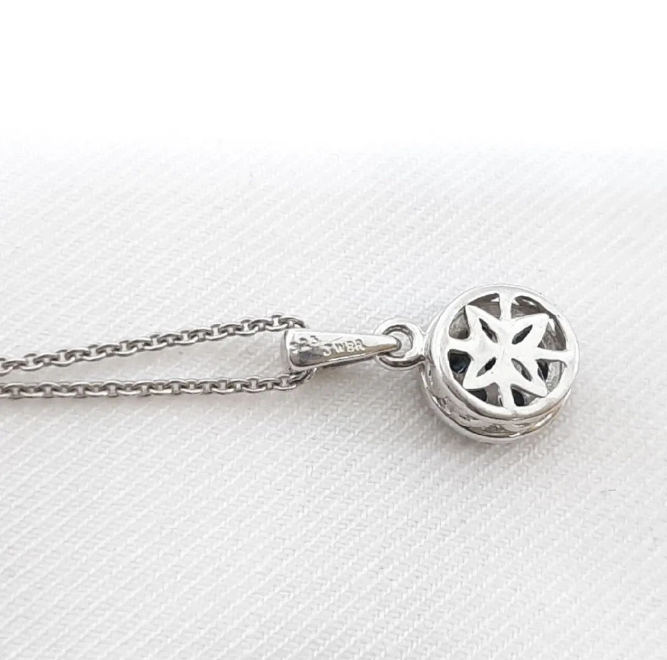 Collar de plata de ley 925 con diamantes azules naturales de 0,52 quilates H-SI2 y elegantes Foto 4 de 4