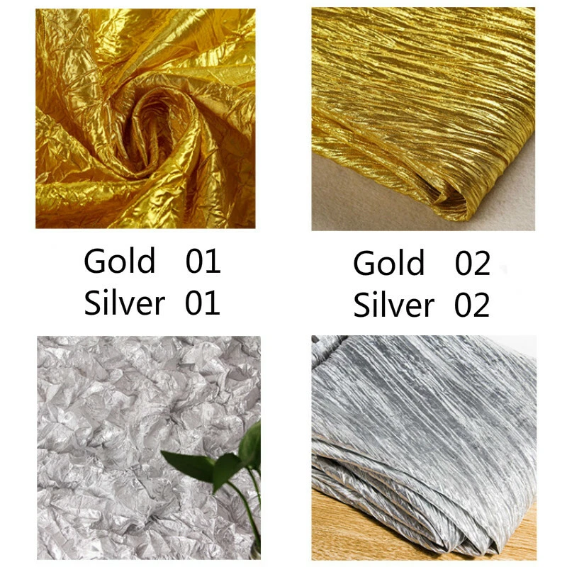 皱金属闪亮织物装饰银色金色舞台打褶背景 DIY 缝纫 — 第 3/4 张图片