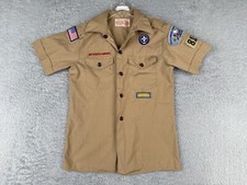 VINTAGE Boy Scouts of America Shirt Youth Medium Beige Short Sleeve North Caroli