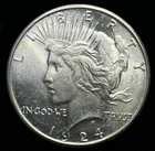 BU Uncirculated 1924-S Peace Dollar Small Reverse Wheel Mark