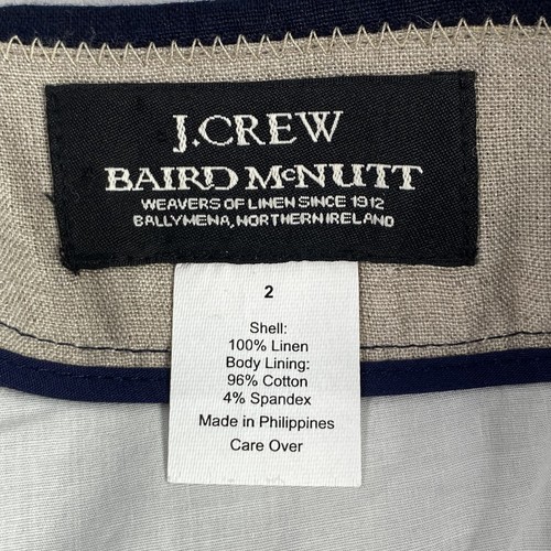 J Crew Baird McNutt Linen Skirt Size 2 NAVY BLUE Pencil Straight Back Zip Lined - Picture 3 of 9