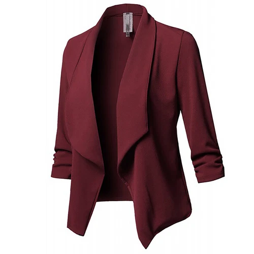 Womens Lightweight Classic Draped Open Front Blazer with Plus Size Ladies Jakcet - Picture 9 of 37