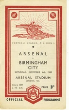 Arsenal v Birmingham City 6/11/1948