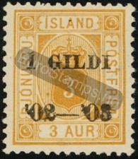 Iceland Official 1902 (AFA 10B, MI 10B, SC O20) 3 aur - MH