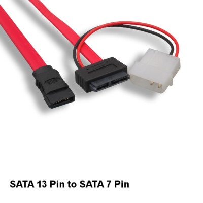 Kentek 12'' Slimline SATA Cord 7+6Pin to 7Pin+Molex PC HDD Notebook Optical Drive