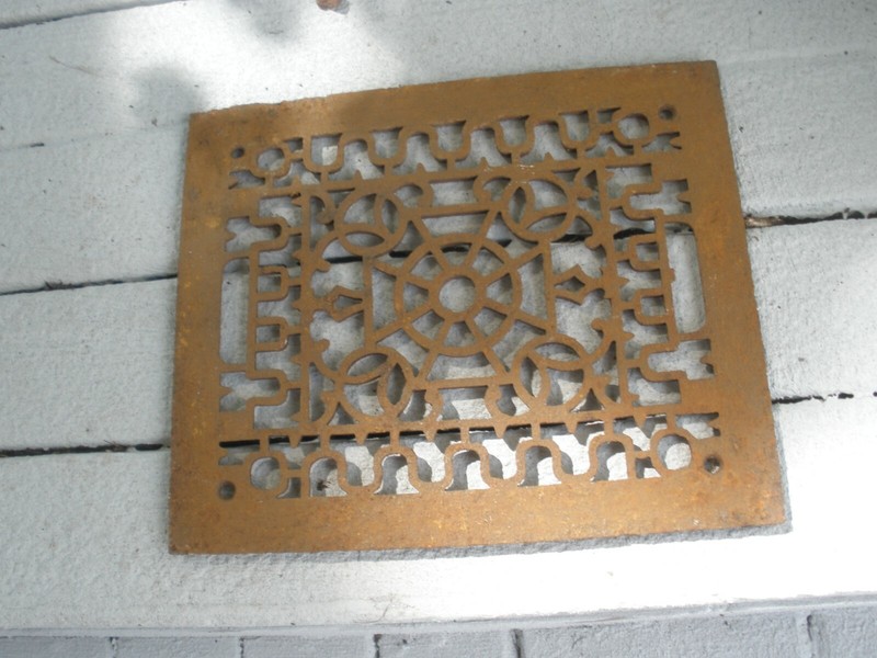  ANTIQUE VTG METAL GRATE COVER HEATVENT WALL FLOOR RETURN AIR REGISTER 