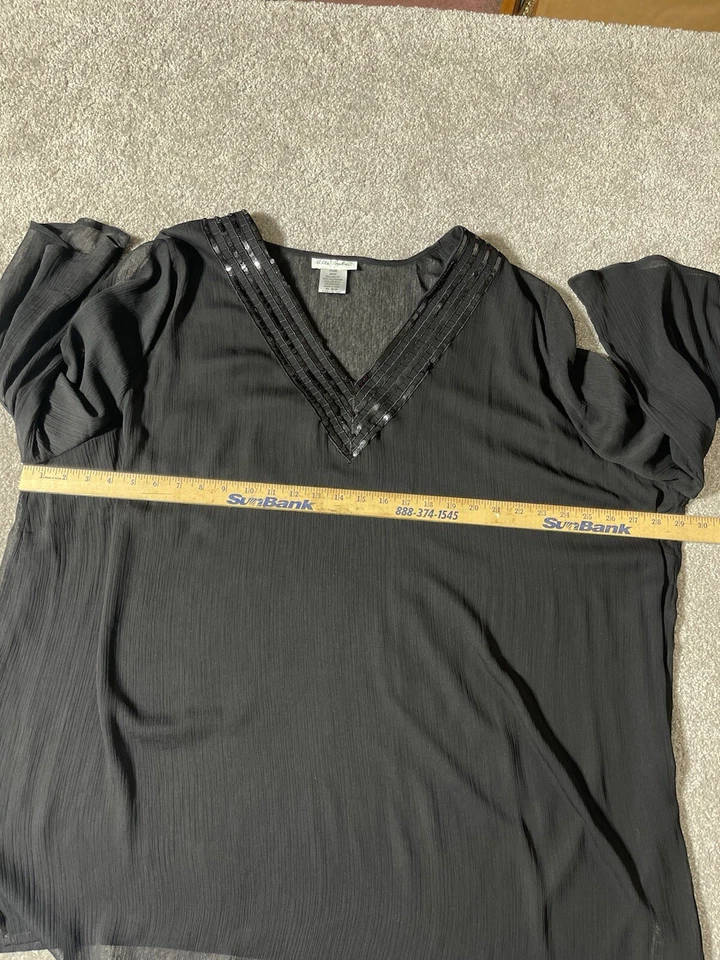 Ulla Popken 2 Piece Top Plus Size 28/30 Sheer Sequins Fairy Whimsigoth 90s Y2K - Image 4 of 4