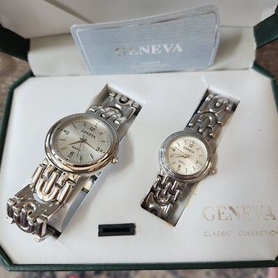 Vintage Geneva Classic Collection Quartz Watch Set Men's Women’s Unisex 