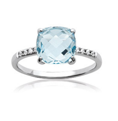 Ring Kristall Solitär Stein Blautopas 925/1000 Sterling Silber Damenschmuck