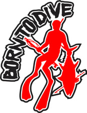 Born To Dive Spear Fishing Man Vinyl Decal.