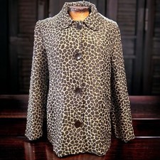 VINTAGE 90 s Size Large Leopard Print Coat Glam Maximalist Retro Moka Sport